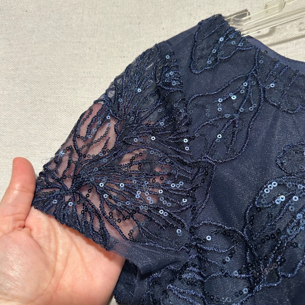 La Femme Midnight Blue Sparkle Maxi Dress - Picture 6 of 10